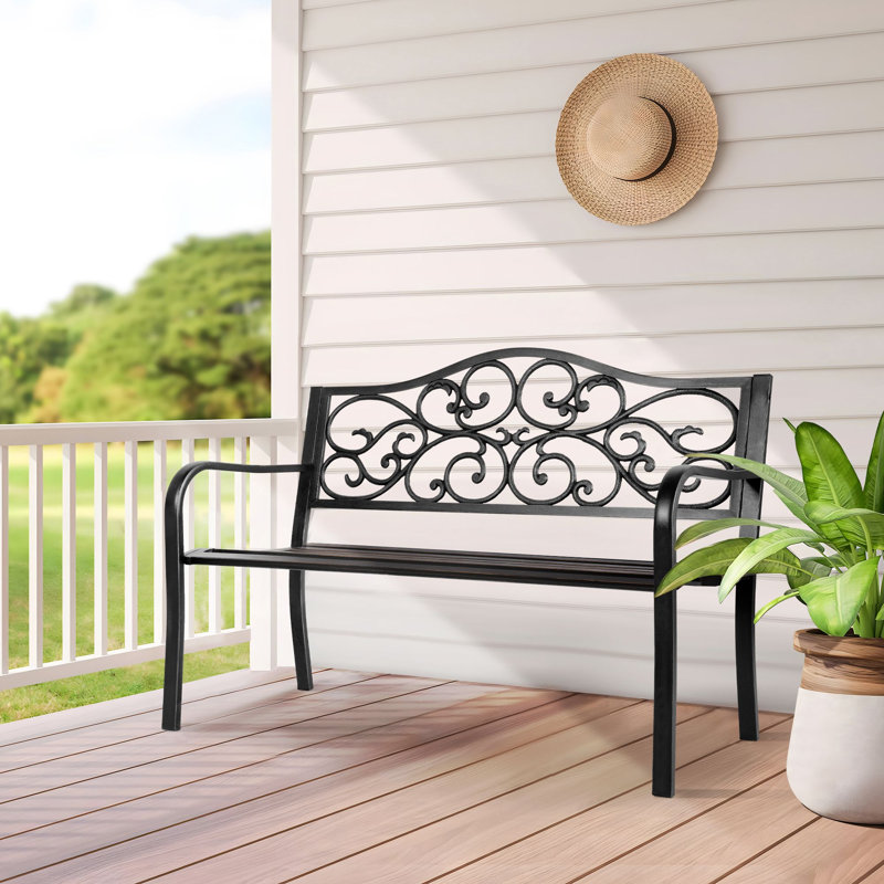 Banc d'extérieur en métal Marlowes, Noir