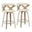 Tabourets de bar Laquietta 30 po à hauteur fixe avec pieds en bois courbé et repose-pieds rond-92170250-92170249