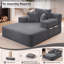 Ensemble 2 pièces de chaise longue en velours côtelé désossé, canapé-lit convertible avec poches latérales - aucun assemblage requis-131374082