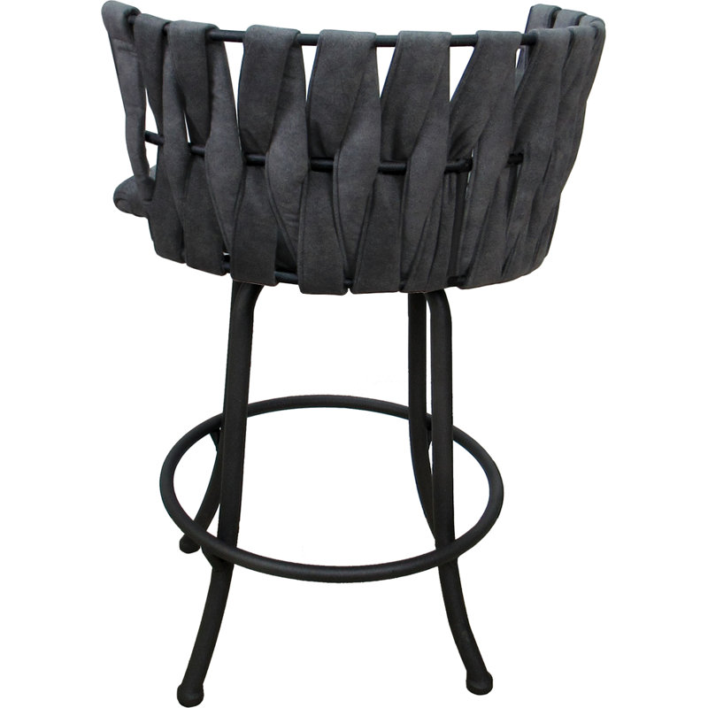 Comptoir, bar et tabouret très grand Leavittsburg, Noir, Gris, Tabouret de comptoir (siège d'une hauteur de 26 p