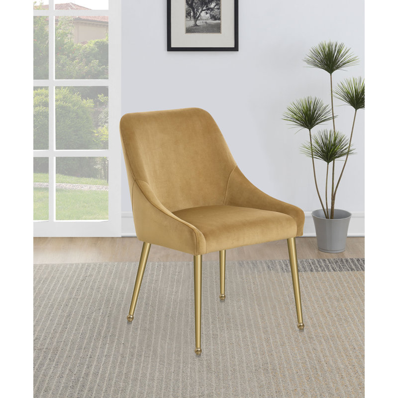 Chaise de salle à manger rembourrée Dineshia, Brun, Gold