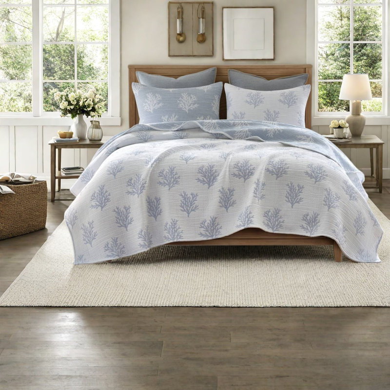 Cotton Blend Floral Quilt Set