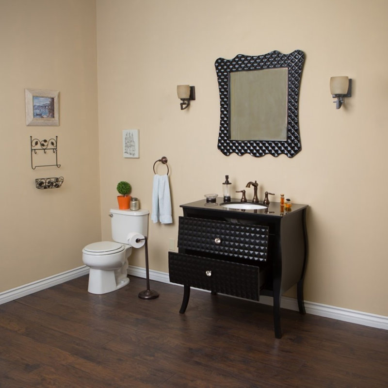 Black Diamond Pattern Single Vanity with Black Galaxy Granite Top