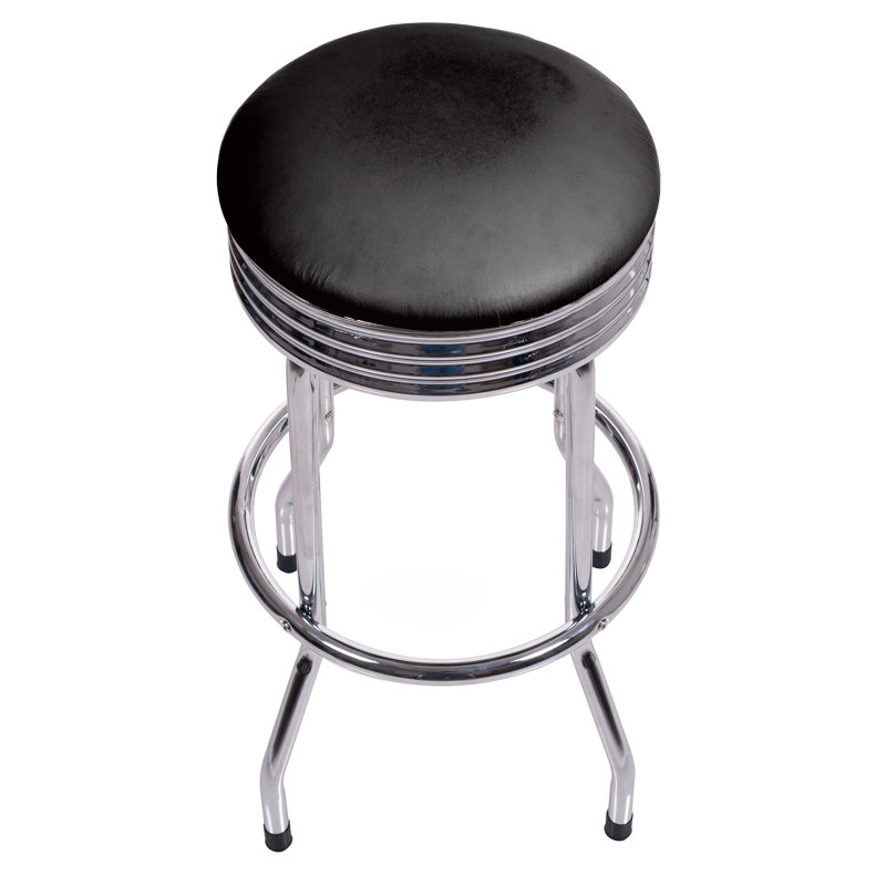 Tabouret de bar pivotant à nervures rétro - Chrome