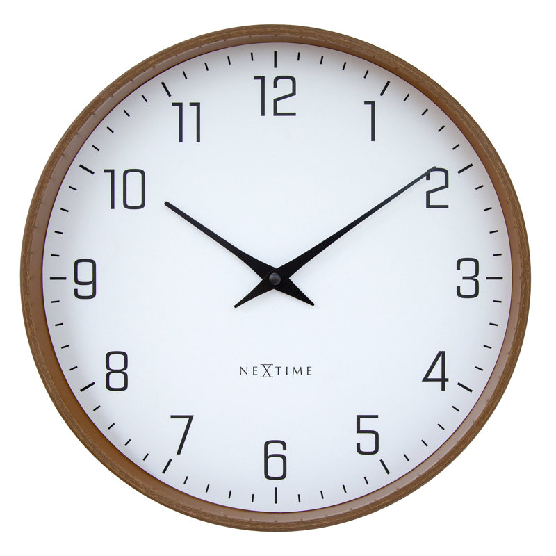 Horloge murale moderne, silencieuse, cadre en bois de 12 pouces «LYRA», Argile terre cuite