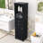 Briggs Elegant Wood Tall Bathroom Cabinet with Adjustable Shelves and Transparent Glass Door-1155877945