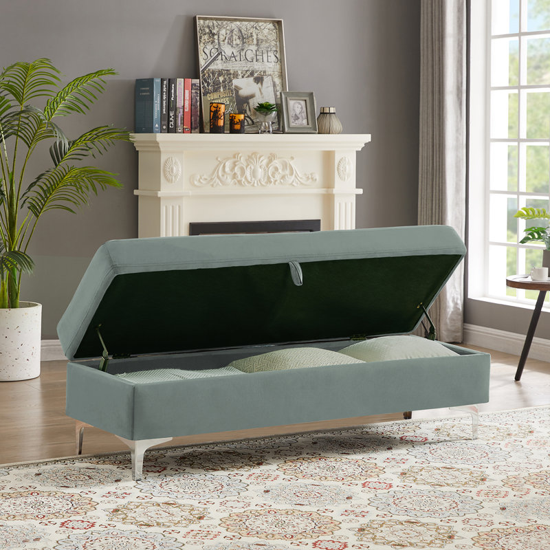 Chyana Velvet Ottoman, Gray Velvet