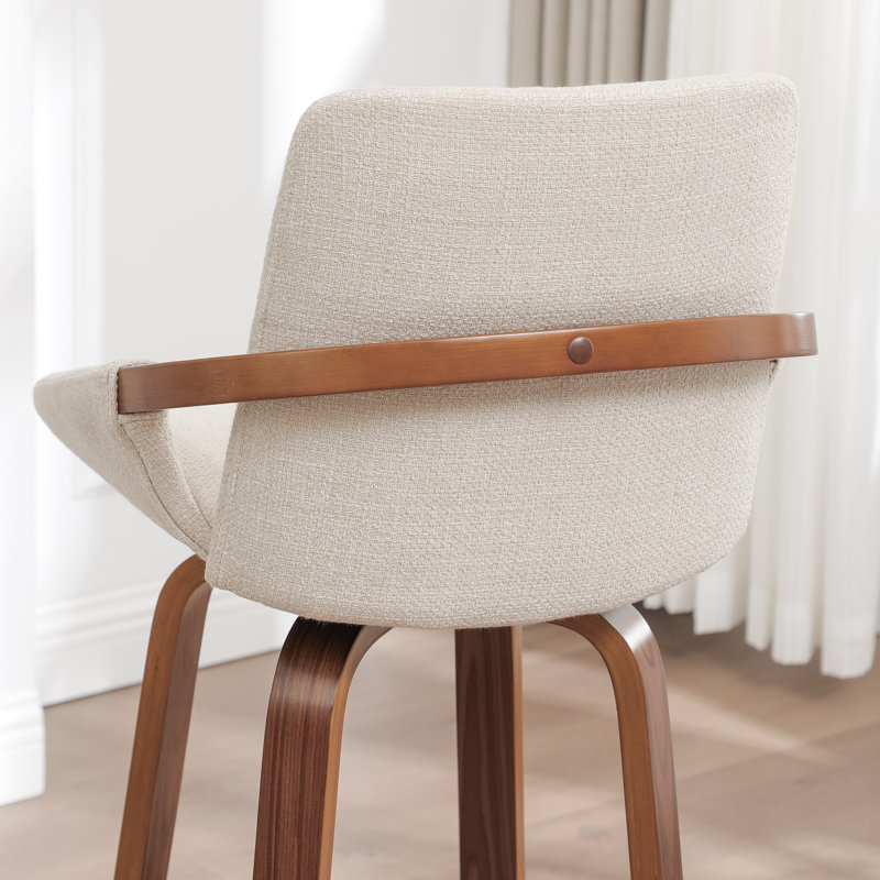 Benno 3-Piece Swivel Upholstered Counter Stool Set, Bar Stool (30” Seat Height), Beige/Linen