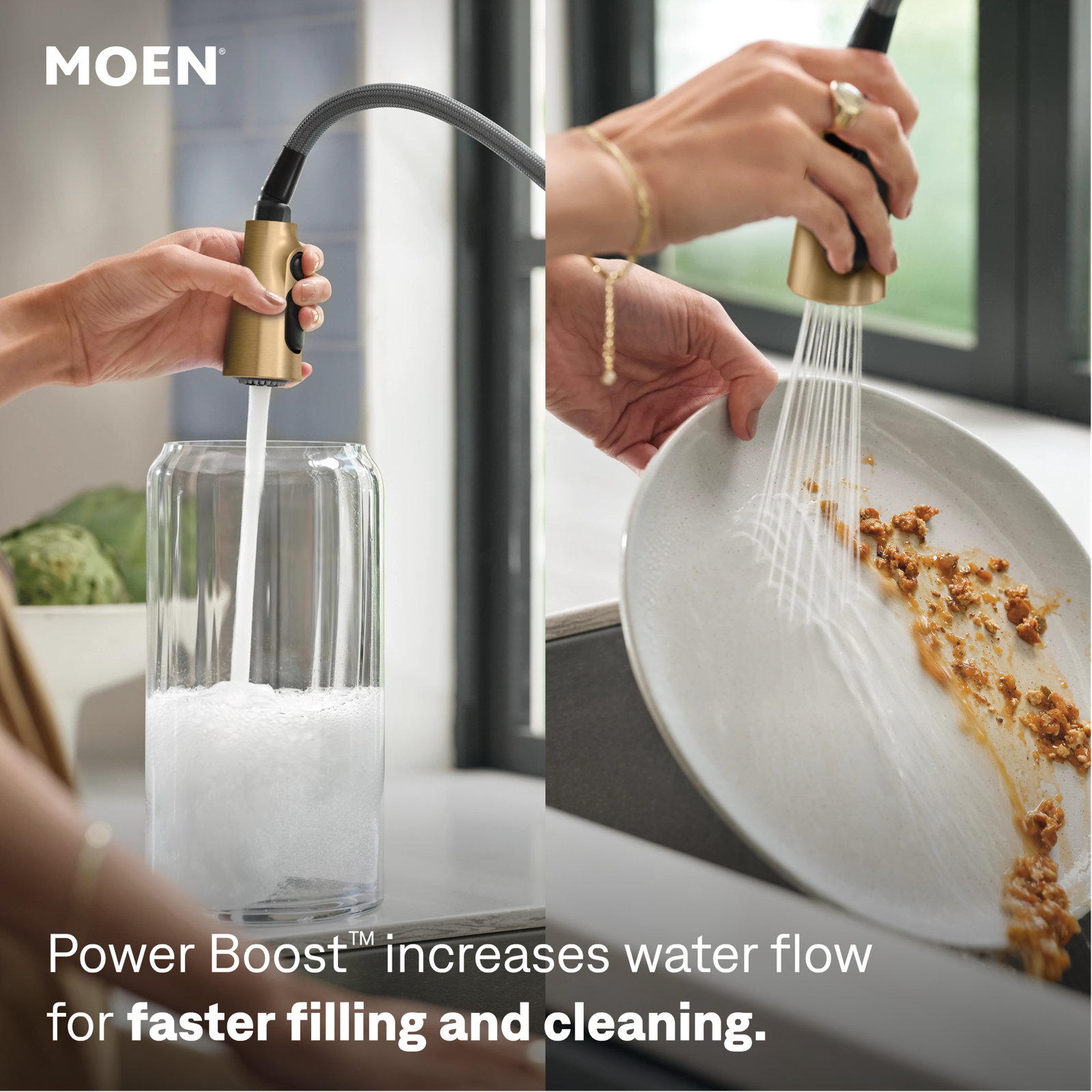 Align Spring Pull-Down Kitchen Faucet, Brushed Gold