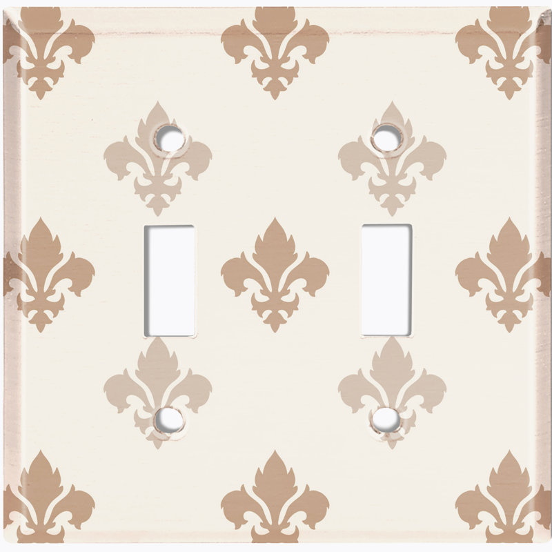 Fleur De Lis Two Tone Tan Patterned 2 - Gang Toggle Light Switch Standard Wall Plate