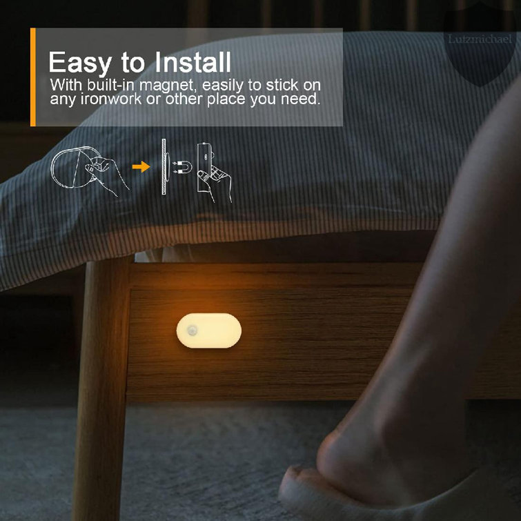 Harth Sleep Mode Underbed Light - Night Light Amber Glow No Blue Light  Battery Powered Peel And Stick Install