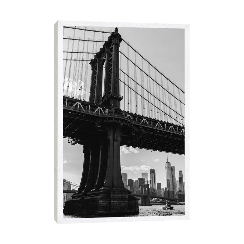 Dumbo Brooklyn VII 1 Piece Wall Art on Canvas, 66.04cm H x 45.72cm W x 3.81cm D, White Framed