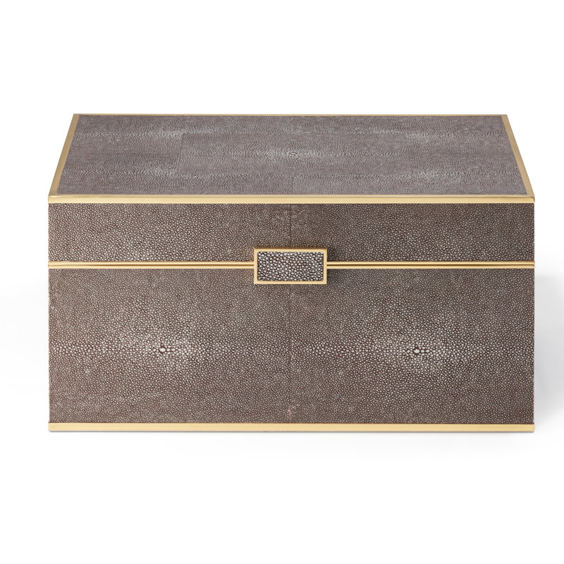 Chocolate Faux Shagreen and Brass Bar Tool Set