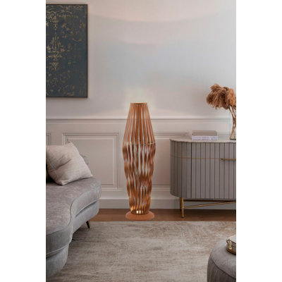 Transitional 3 Light LED Leather Floor Lamp