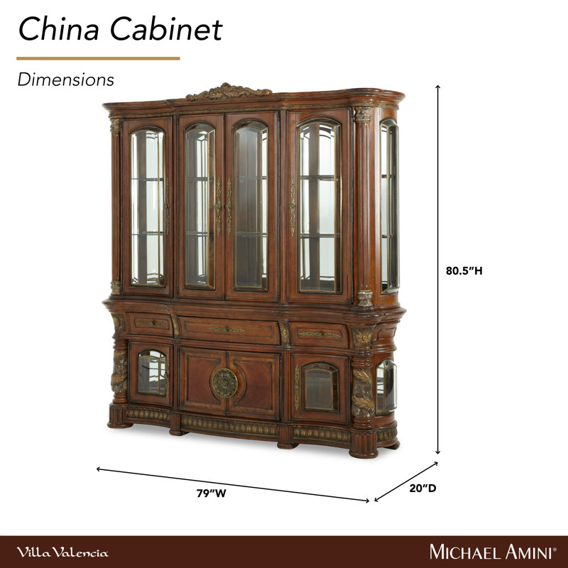 Villa Valencia Lighted China Cabinet, Without