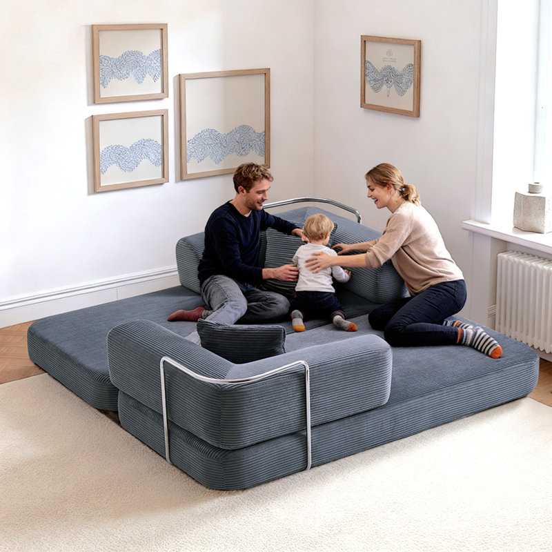 Canapé-lit, canapé compressé, canapé-lit convertible avec coussin convertible, stabilité accrue de la structure, canapé-lit confortable, pour la chambre à coucher du salon