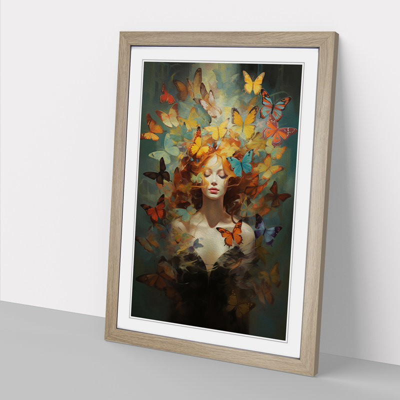 Butterfly Futurism Art - Framed Print, 46cm H x 34cm W x 2cm D, Oak Framed