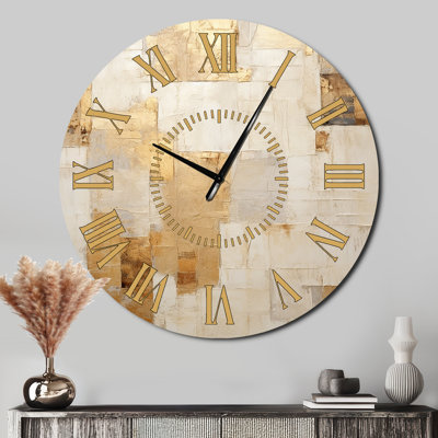 Horloge murale beige et doré Dream Collage I - formes abstraites à visage doré