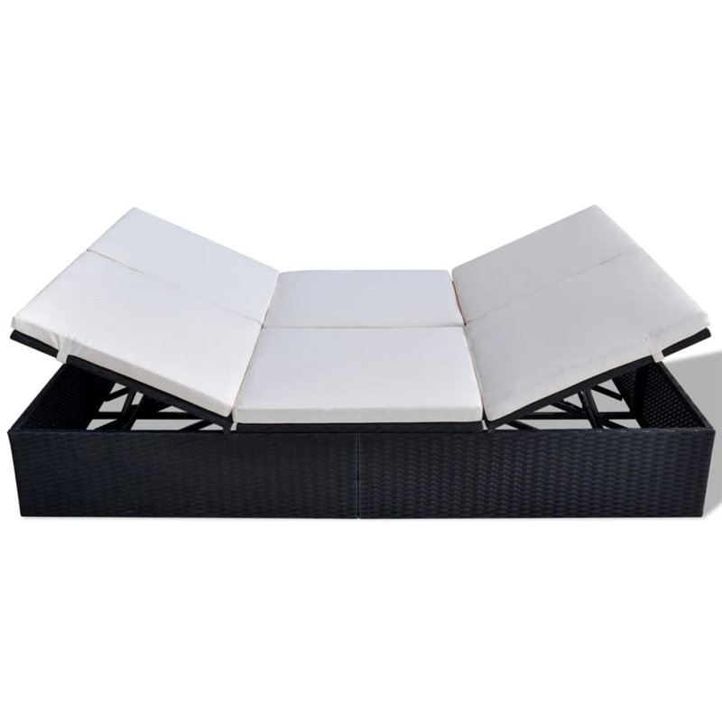 Chaise longue simple avec coussins 77,6 po., Noir, Blanc / Blanc