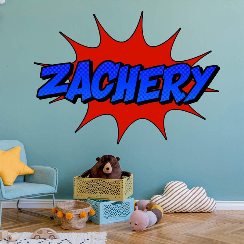 Text & Numbers Non-Wall Damaging Wall Decal, 12" H x 16" W, Red/Blue