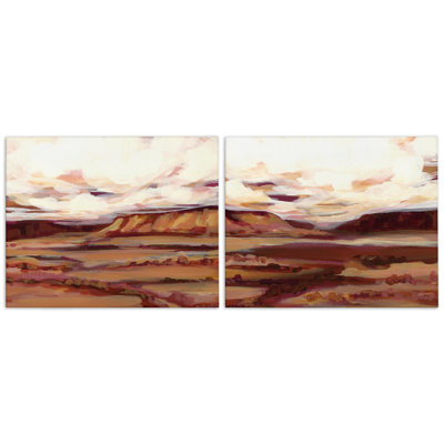 Mauve Mesa, paysage abstrait, ensemble de 2 toiles murales par Haley Knighten