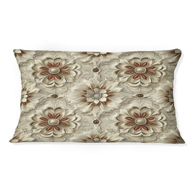 Coussin lombaire Beige White Floral Mosaic II
