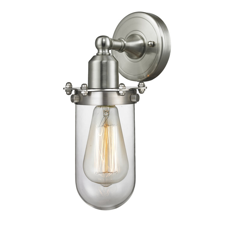 Appliquee à bras 1 lumière à intensité réglable Mikell, Transparent, Nickel satiné brossé