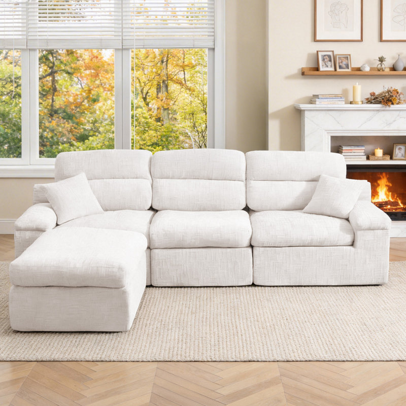 Canapé d'angle avec dossier haut, Beige