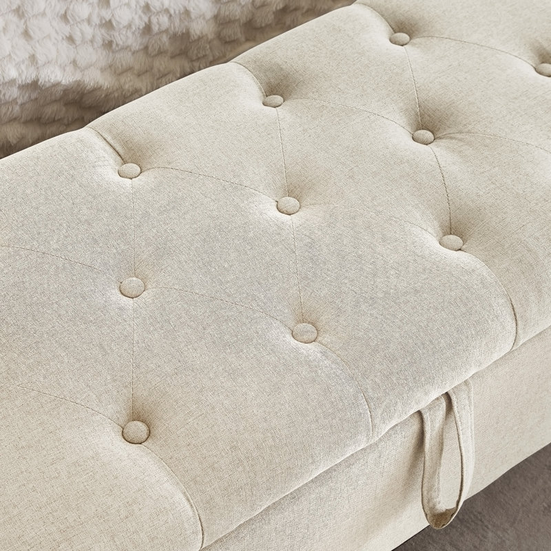 Repose-pieds avec rangement, Beige, Beige