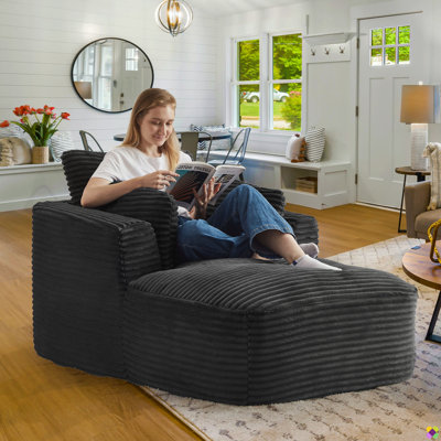 Braidon 45.3"W Assemble-free Corduroy Chaise Lounge, for Indoor Room & Office by Wade Logan