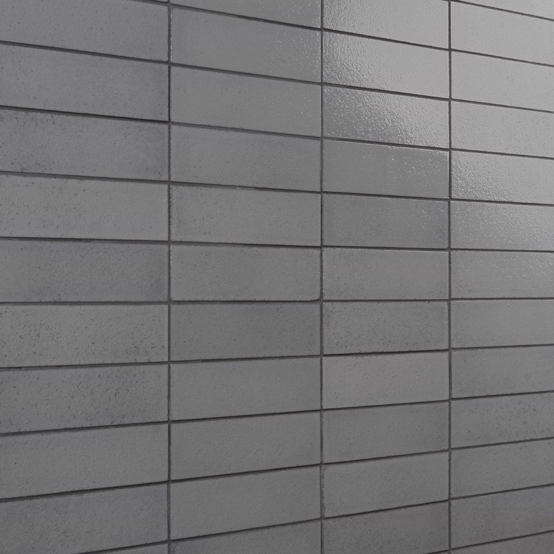 Color One 2x8 Glossy Lava Stone Tile, Fossil Gray