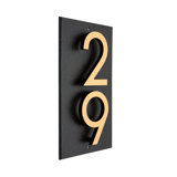 Floating 2-Number Vertical Sign, Black /w/ Black / Gold Modern Font Numbers