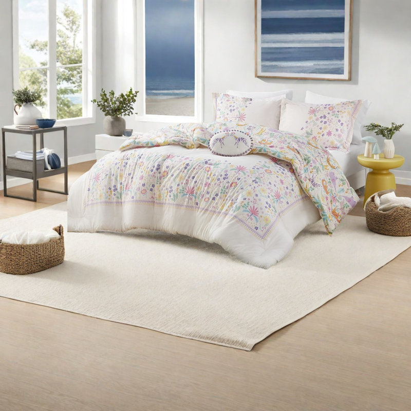 Ensembles de literie en coton durable, conception florale réversible pour la maison