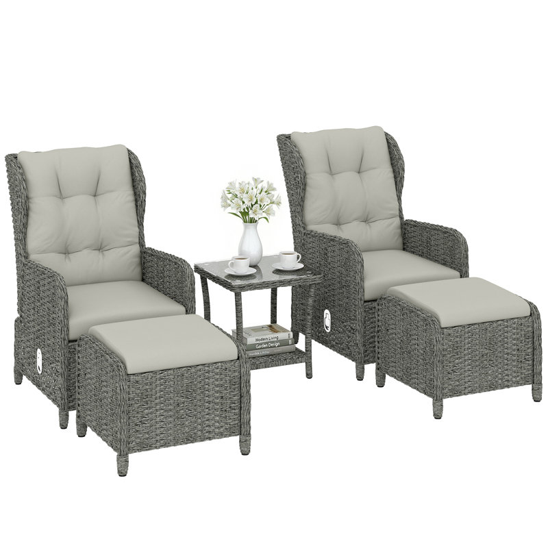 Outdoor Lounge Chair, Cream Cushion/Dark Grey Frame