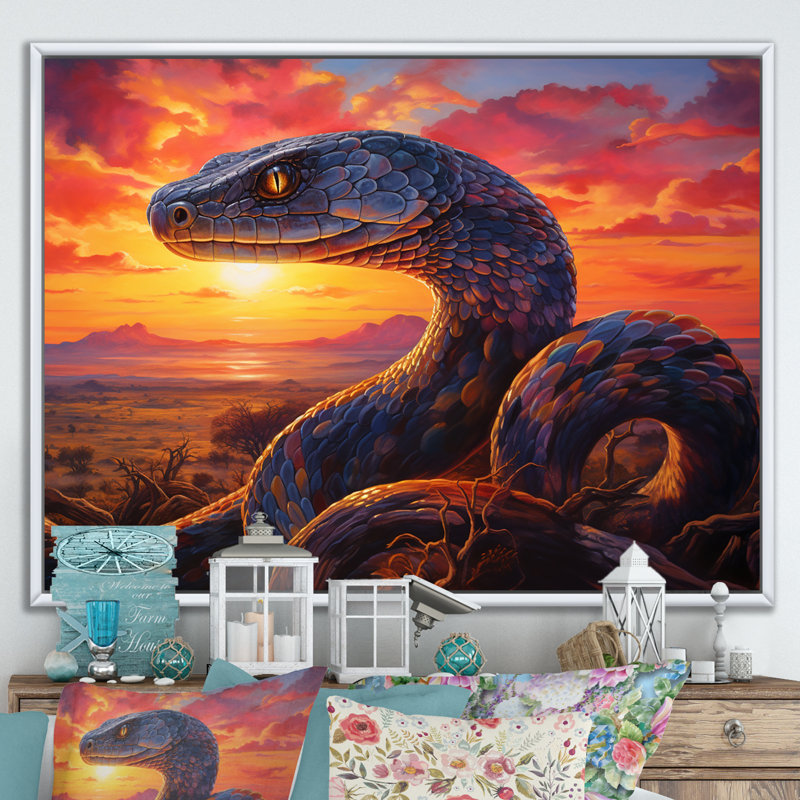 " Desert Serpents At Sundown ", White Floater Framed, 12" H x 20" W