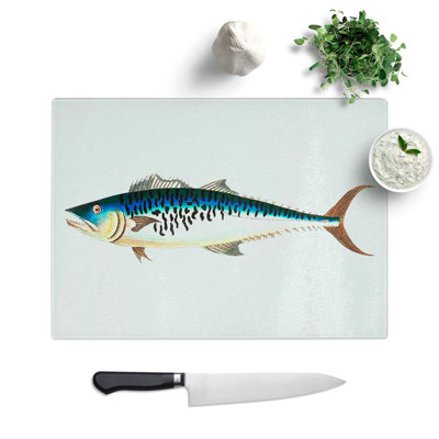 Glass Mottled Mackerel Fish by George Shaw Chopping Board