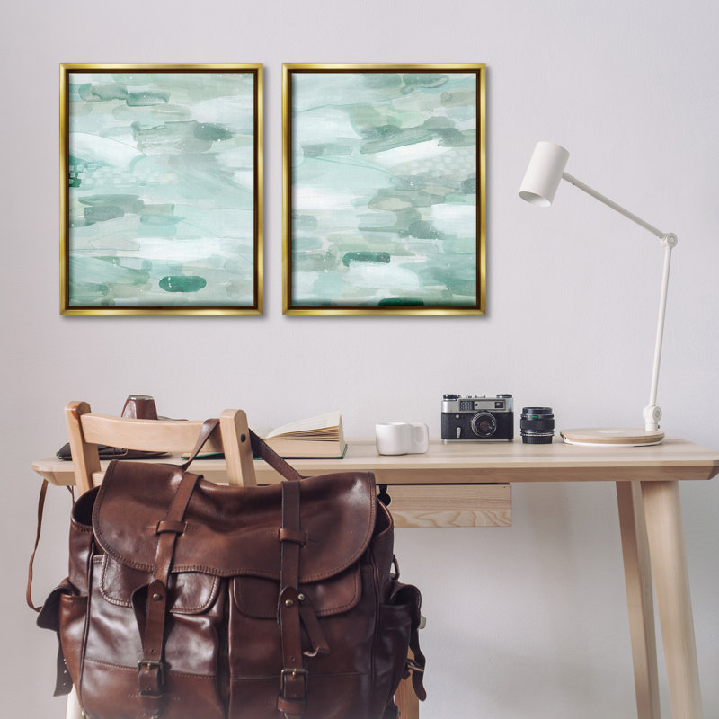 "Beachy Abstract Pattern" par Grace Popp 2 - Pièces sur toile, Cadre flottant métallique doré, H 31 po x l 50 po