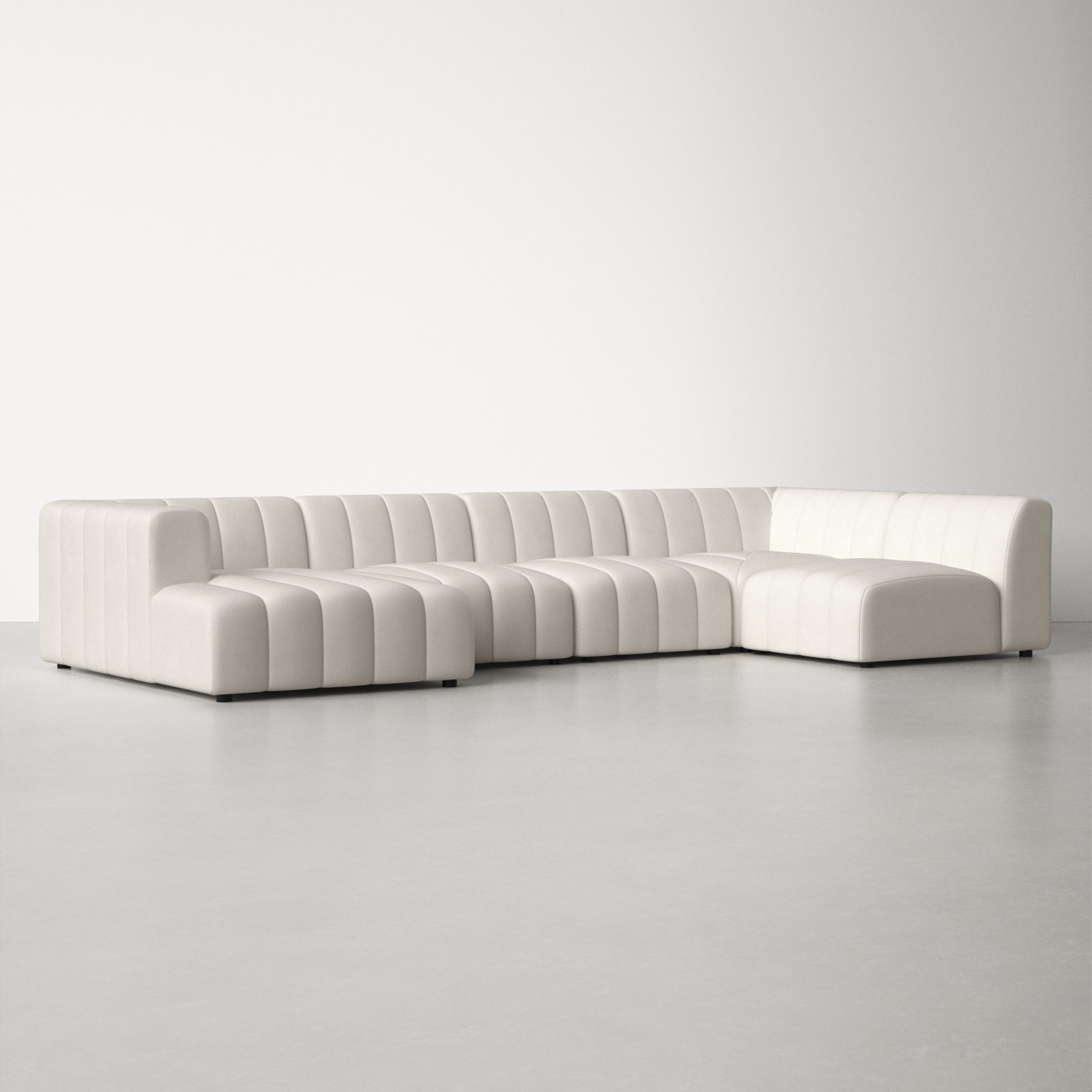 Bowry Modular Sectional, Left Hand Facing, Fayette Cloud Polyester Blend