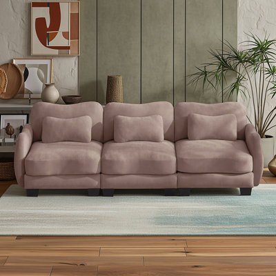 Modular Cloud Sofa with Ergonomic Arms, High-Density Foam Cushions and Lumbar Pillows for Living Room