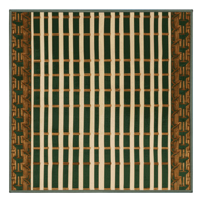 Machine Washable Art Deco Green Area Rug