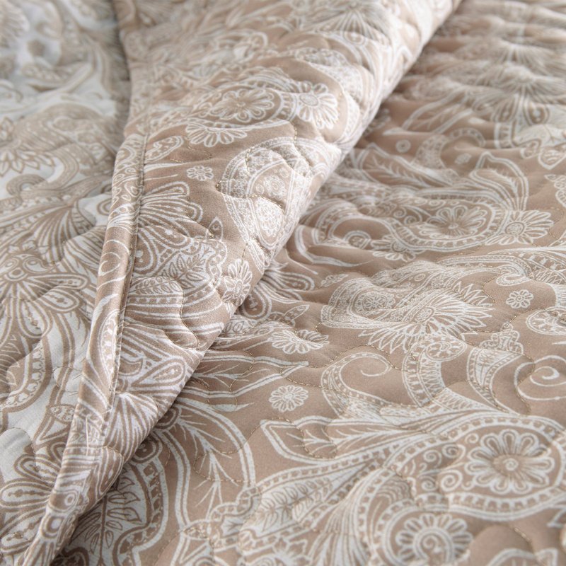 Ensemble de courtepointe réversible moderne et contemporaine en microfibre Paisley, Taupe