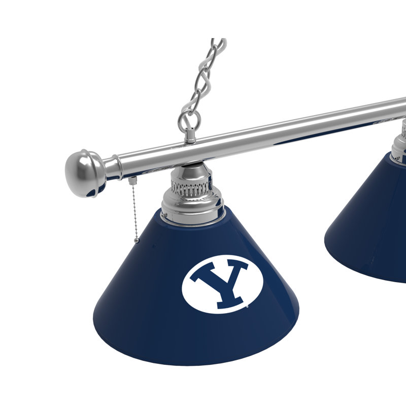 3 - Light Pool Table Lights Pendant, Chrome, BYU Cougars