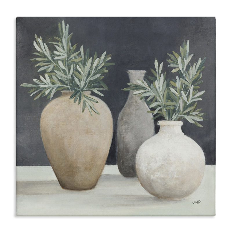 «Botanical Pottery Vessels», art mural sur toile par Julia Purinton, H 24 po x l 24 po