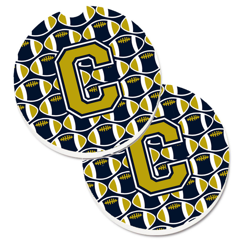 Sous-verre de football, C, Or / Bleu