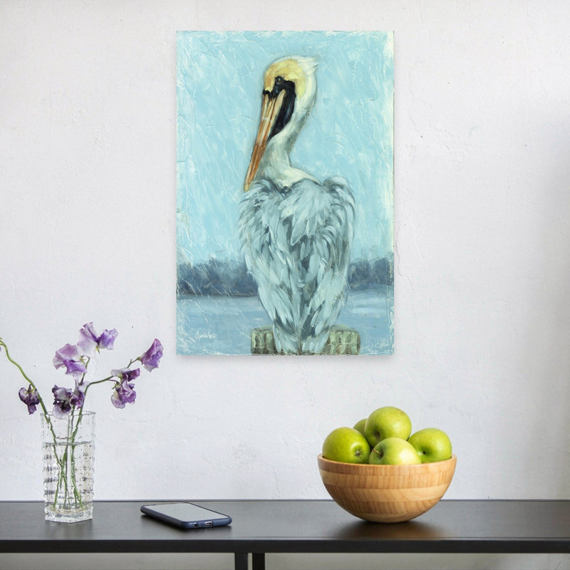 By The Bay Vintage Bird Pelican Coastal Nature Wall Art Print 1 Piece Wrapped Canvas Wall Art, 60.96cm H x 40.64cm W