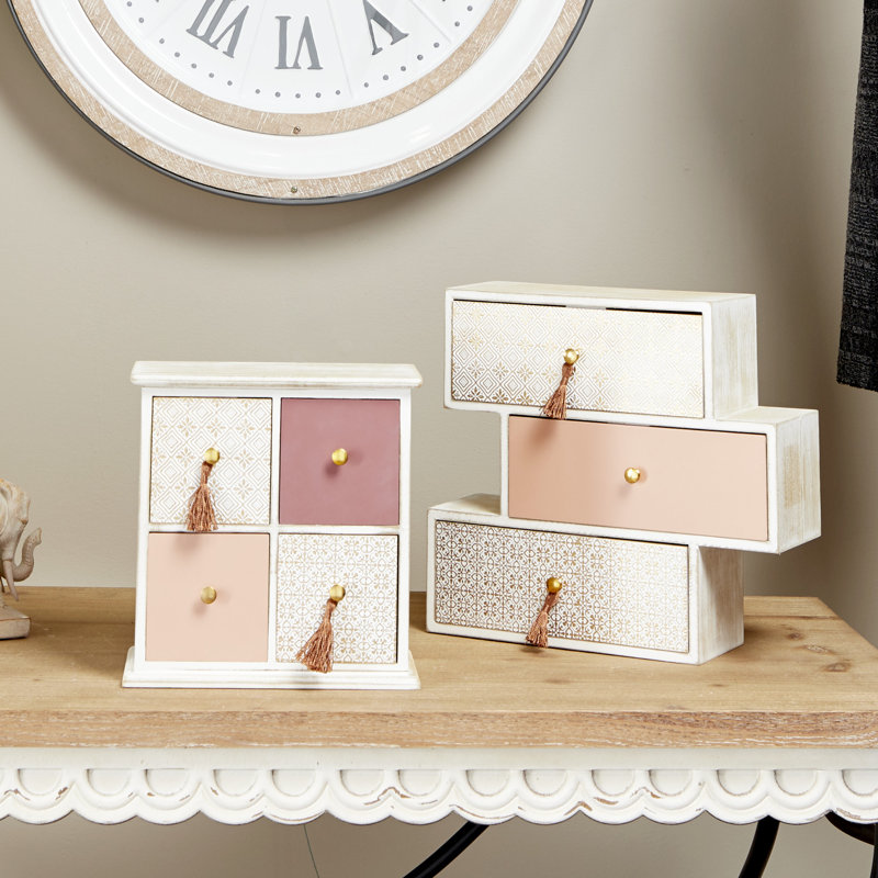 Boîte à bijoux en lin et bois