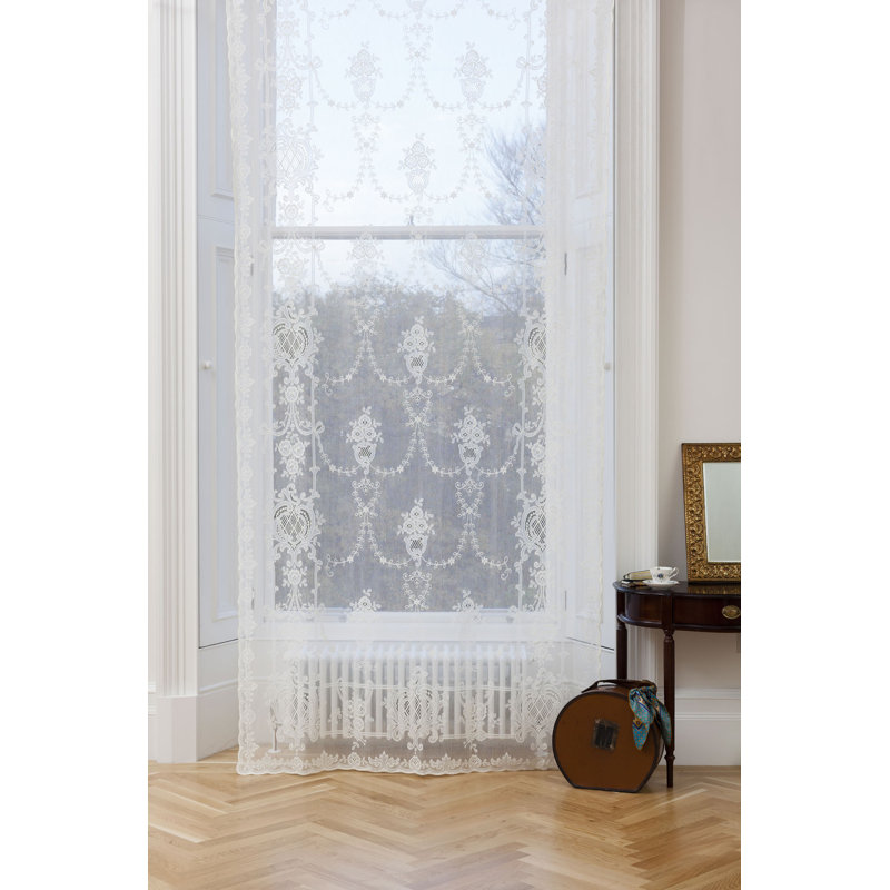 Landreneau Cotton Blend Sheer Curtain Single Panel, White, 150 W x 230 D cm