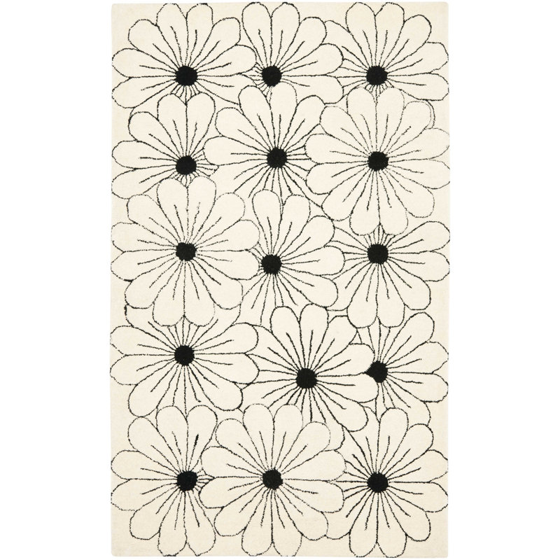 Avayah Soho Hand Tufted Wool And Viscose Floral Rug, Rectangle 5' x 8'
