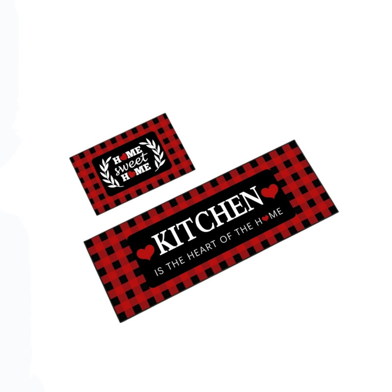 Chequered Polyester Non-Skid Kitchen Mat