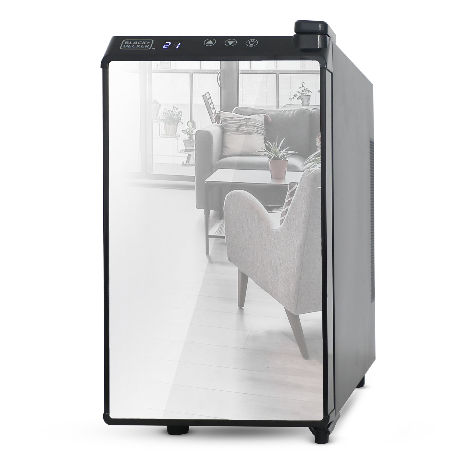 Black+Decker - Wine Cooler 8 Bottle, Wine Fridge Thermoelectric with Mirrored Front - Black | Fridge.com